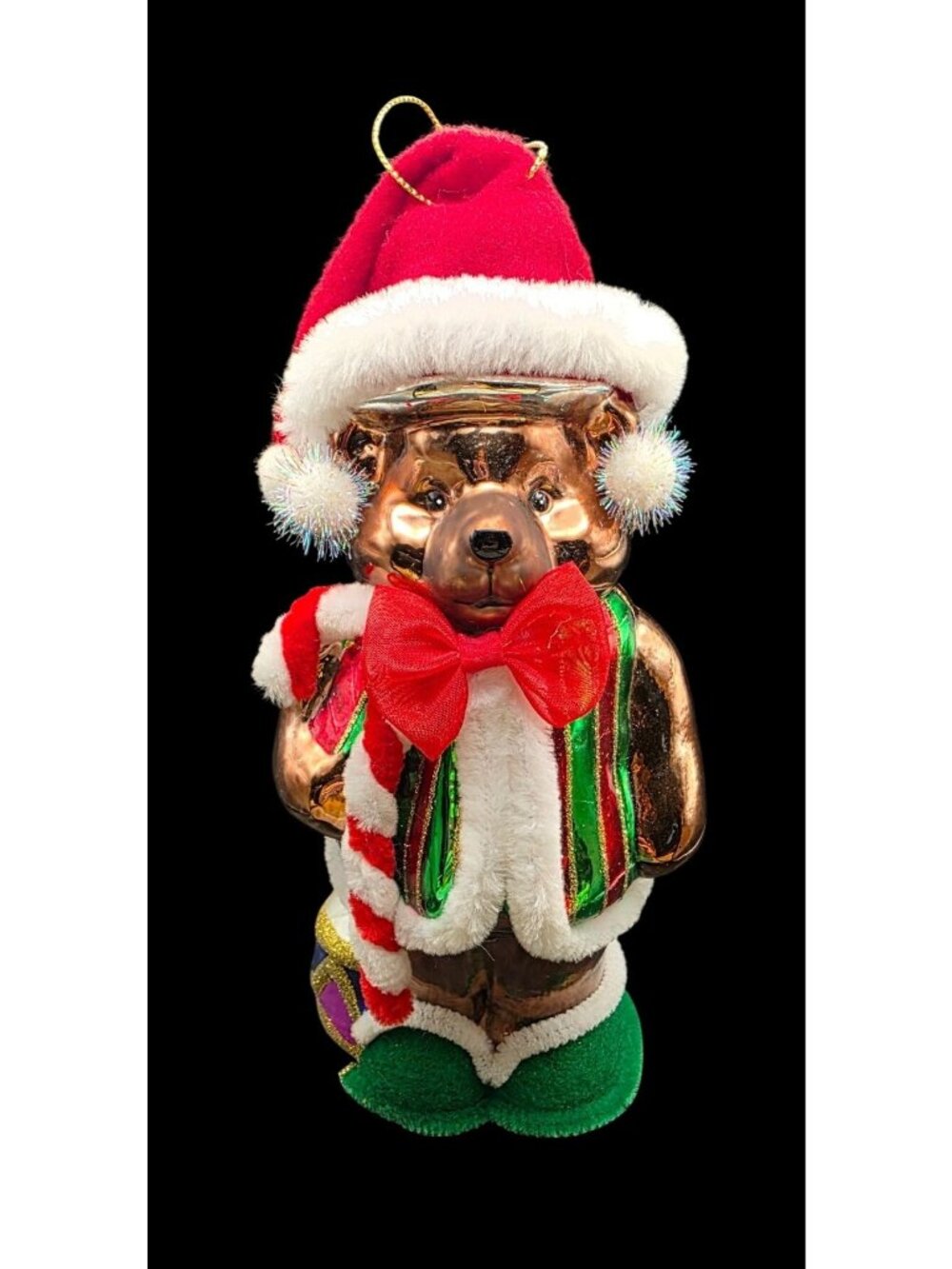 Vintage 8" Thomas Pacconi Blown Mercury Glass Teddy Bear Christmas Ornament